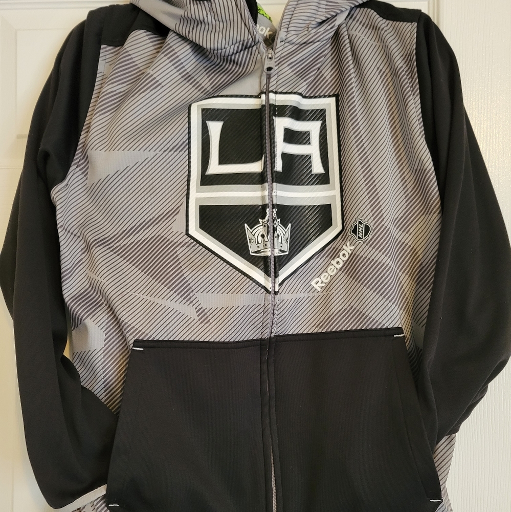 EUC Reebok Center Ice NHL Collection LA Kings Full Zip Hoodie Men's M Black/Gray